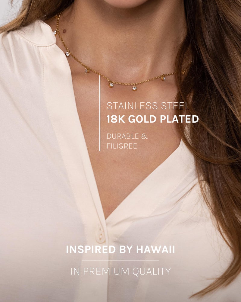 PureleiÂ® Nani Necklace (gold) â€“ 18K Gold plated stainless steel jewelry â€“ Waterproof chain with charms â€“ 13.78-15.75 inches adjustable length â€“ Fashion jewelry for your individual look - Image 3